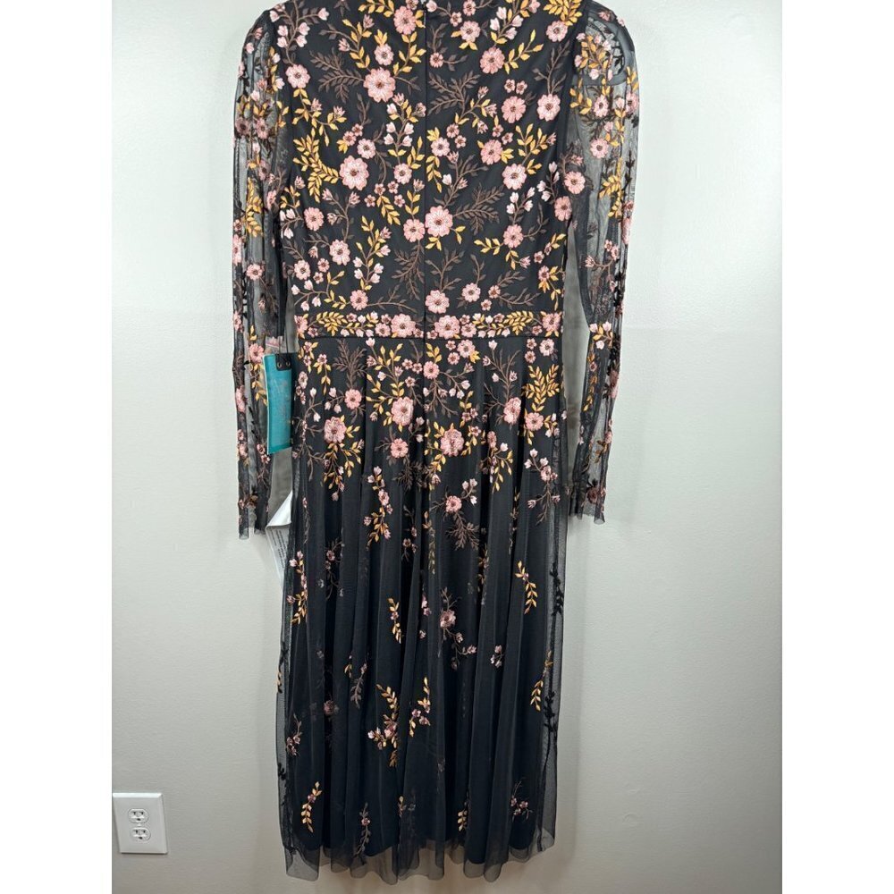 Mac Duggal Floral Embroidered Tea Length A-line Cocktail Dress Size 6 NWT 35103 - Picture 6 of 8